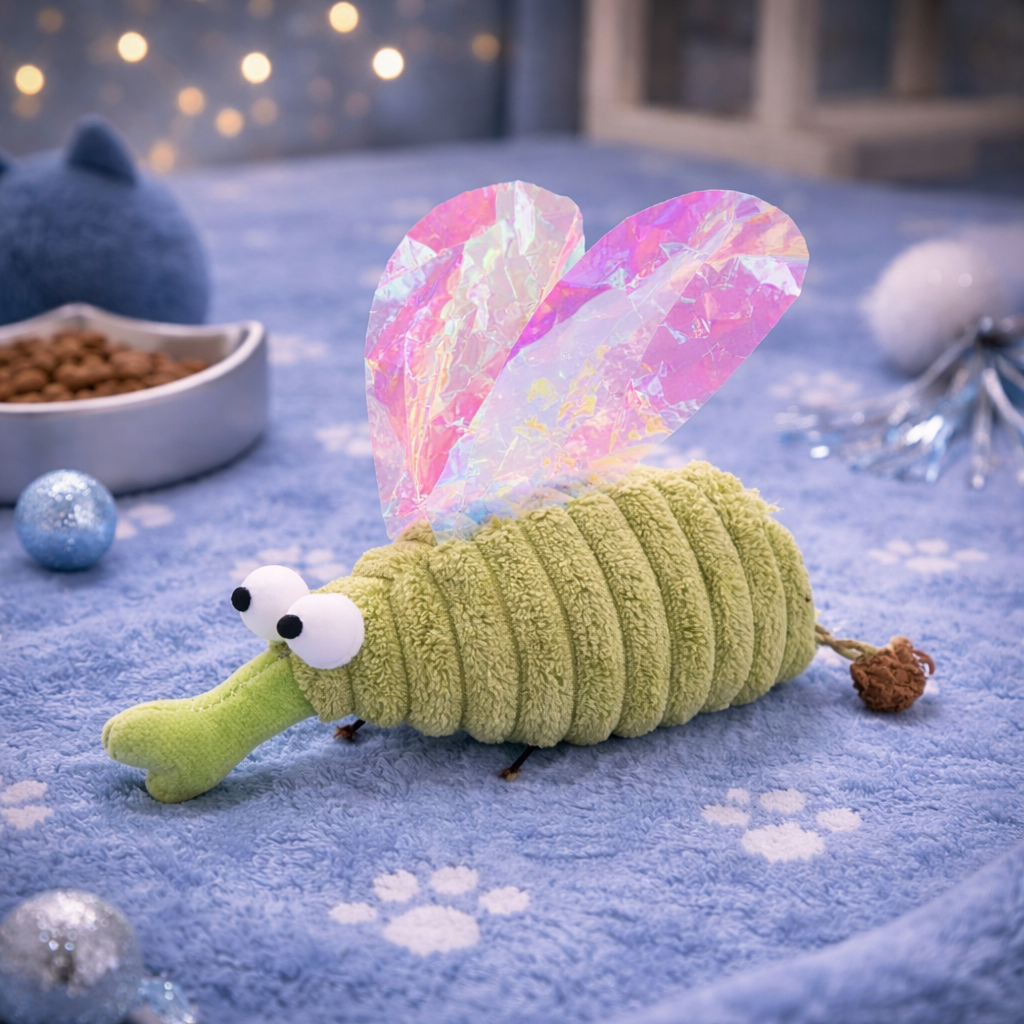 Interactive Catnip Mosquito Plush Toy with Matatabi Fruit – Bite Resistant Kitten & Cat Toy