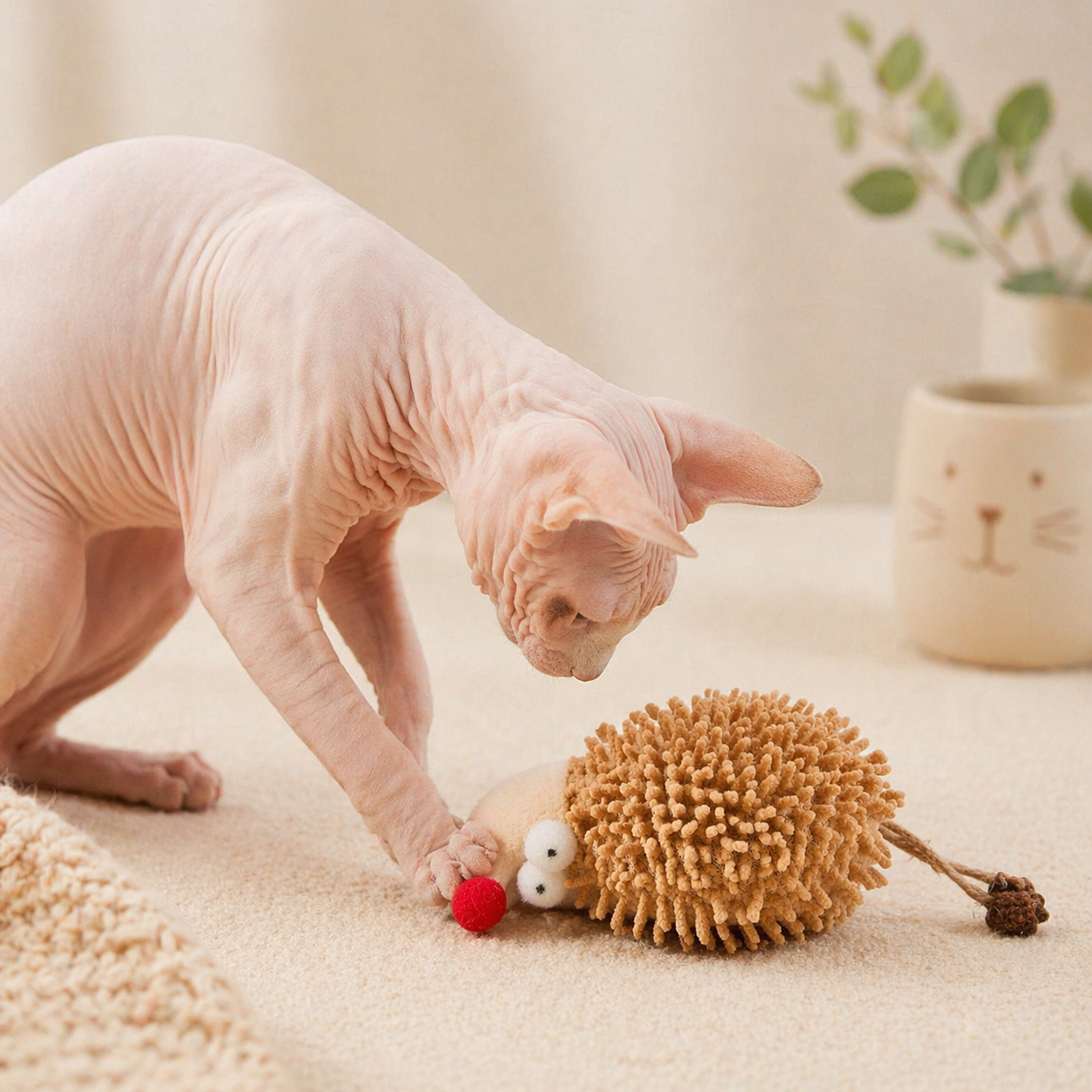 Interactive Plush Hedgehog Cat Toy with Natural Catnip – Bite Resistant Chew & Kicker Toy for Cats