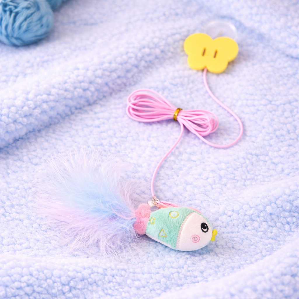 Interactive Elastic Funny Stick Cat Toy – Feather Bell Hanging Swing Kitten Teaser with Long Rope