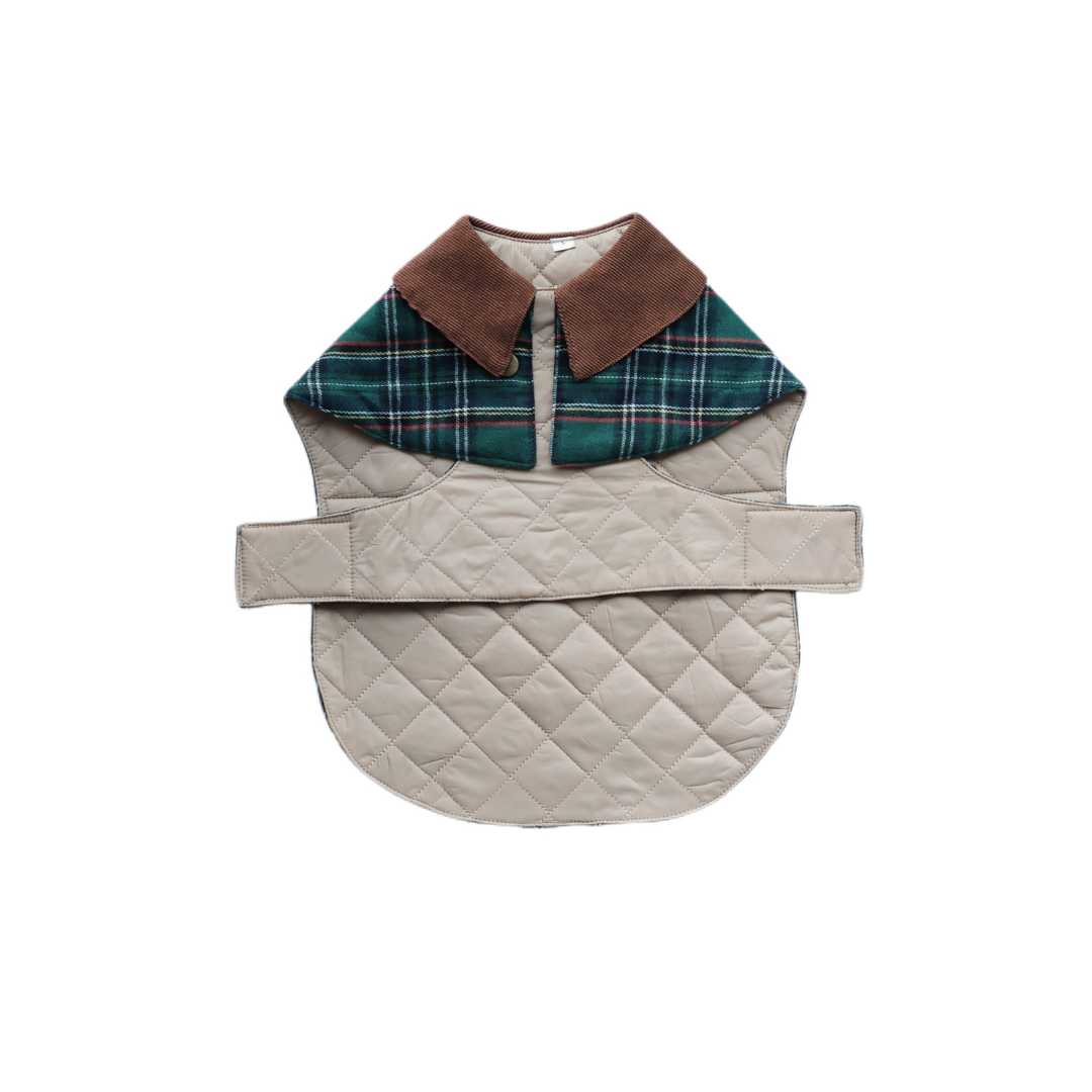 Handmade British Heritage Dog Coat —  Green Tartan Coat