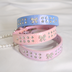 Elegant Light Purple Dog Collar with Rhinestone Bow – XS/S/M Adjustable