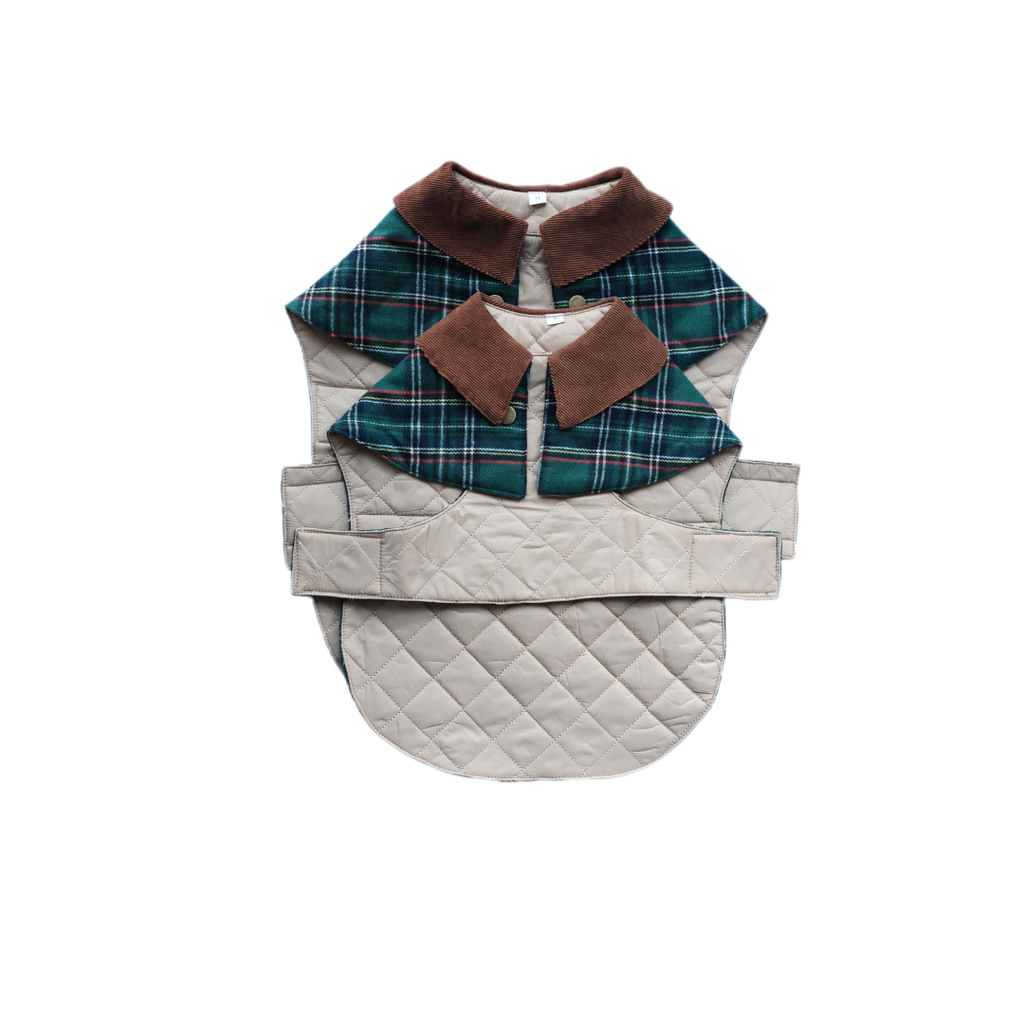 Handmade British Heritage Dog Coat —  Green Tartan Coat