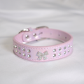 Elegant Light Purple Dog Collar with Rhinestone Bow – XS/S/M Adjustable