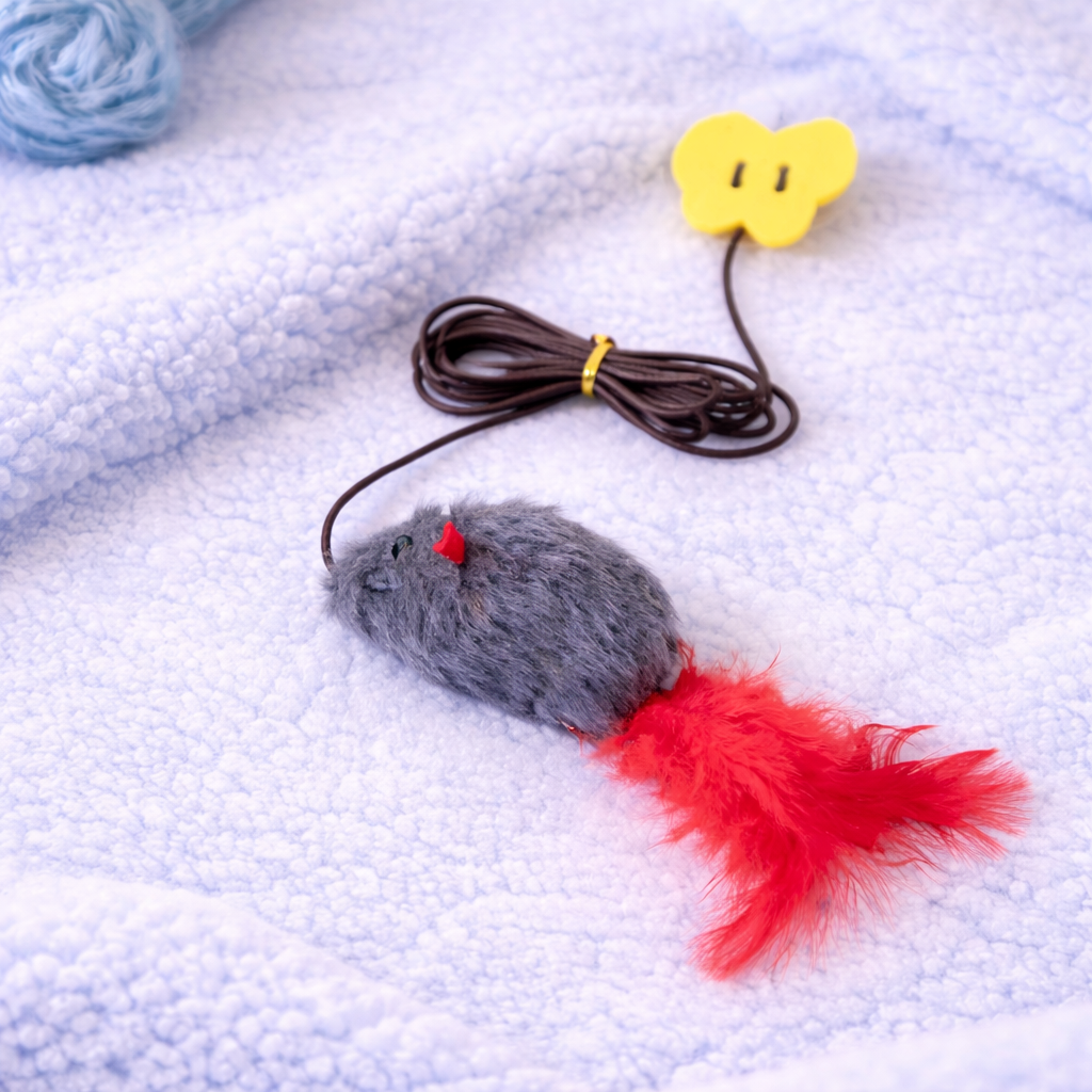 Hanging Door Cat Teaser Stick – Elastic Rope Extendable Interactive Cat Toy with Plush Mouse & Feathers