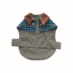 Handmade British Heritage Dog Coat —  Olive Tartan Light Coat