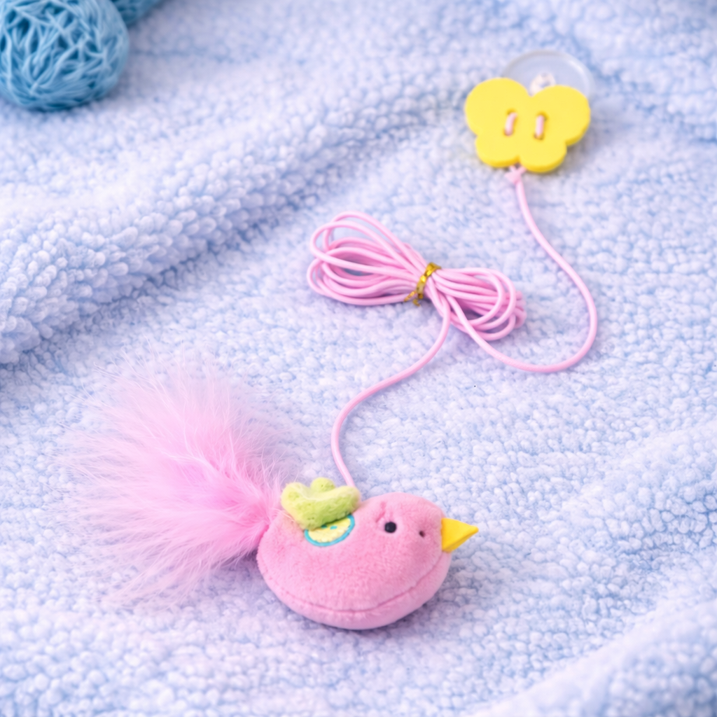 Interactive Elastic Funny Stick Cat Toy – Feather Bell Hanging Swing Kitten Teaser with Long Rope