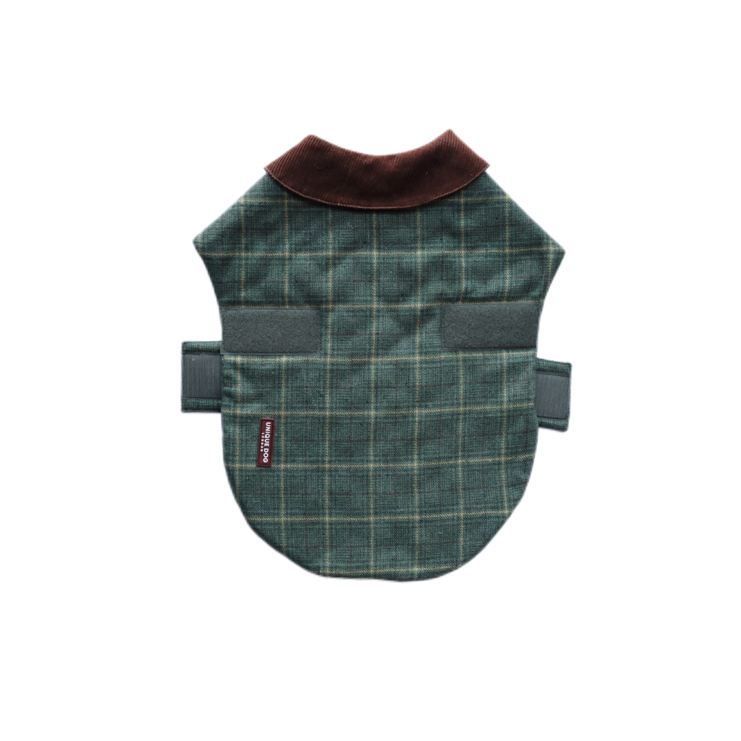 Handmade British Heritage Dog Coat —  Light Green Tweed Coat