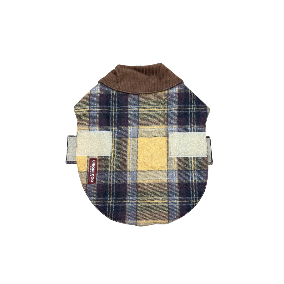 Handmade British Heritage Dog Coat — Yellow Tweed Coat