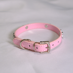 Baby Pink Rhinestone Bone Dog Collar