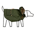 Olive & Animal Print Trim Puffer Jacket