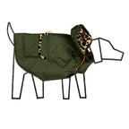 Olive & Animal Print Trim Puffer Jacket