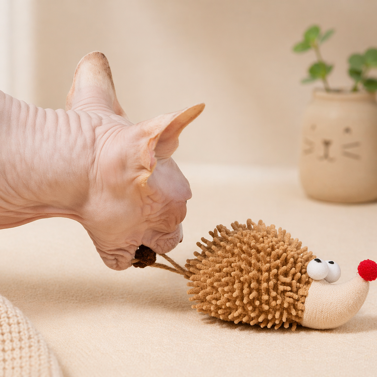 Interactive Plush Hedgehog Cat Toy with Natural Catnip – Bite Resistant Chew & Kicker Toy for Cats