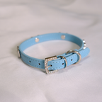 Blue Rhinestone Bone Dog Collar