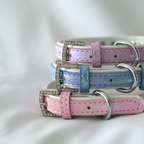 Sparkle Rhinestone Dog Collar – Glossy Pink Faux Leather for Glamorous Pets