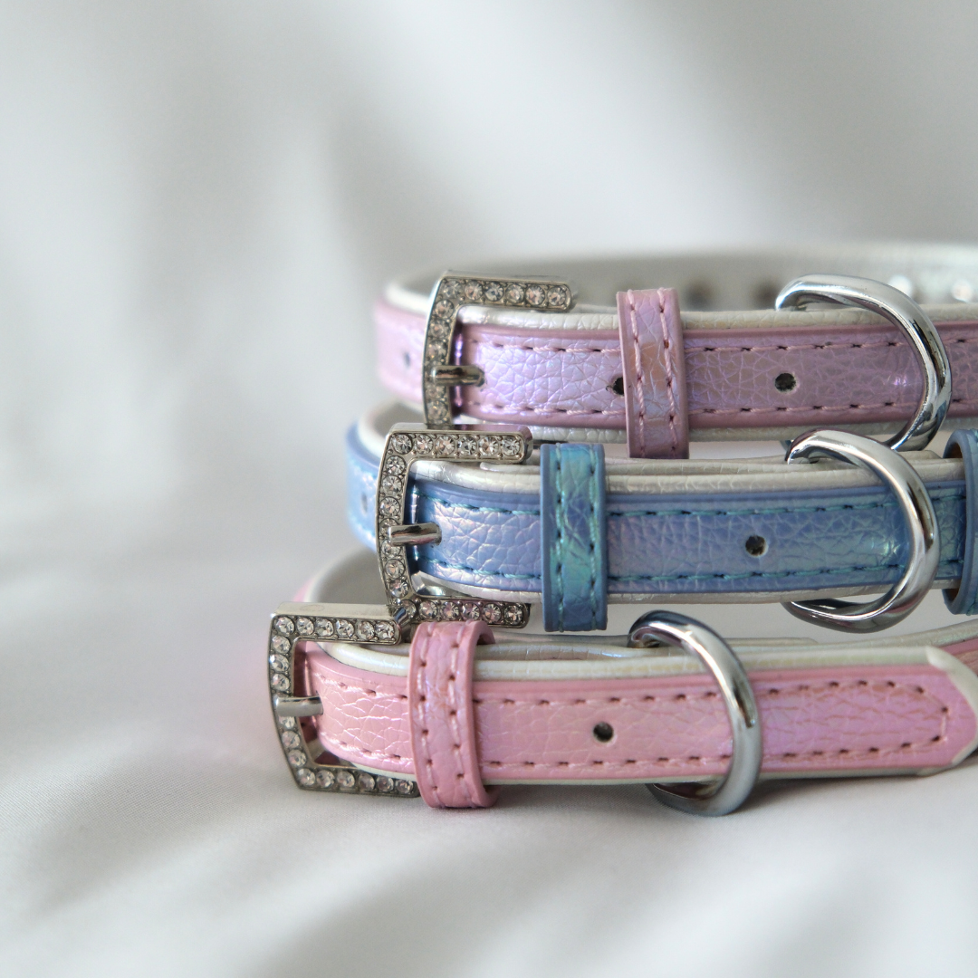 Sparkle Rhinestone Dog Collar – Glossy Pink Faux Leather for Glamorous Pets