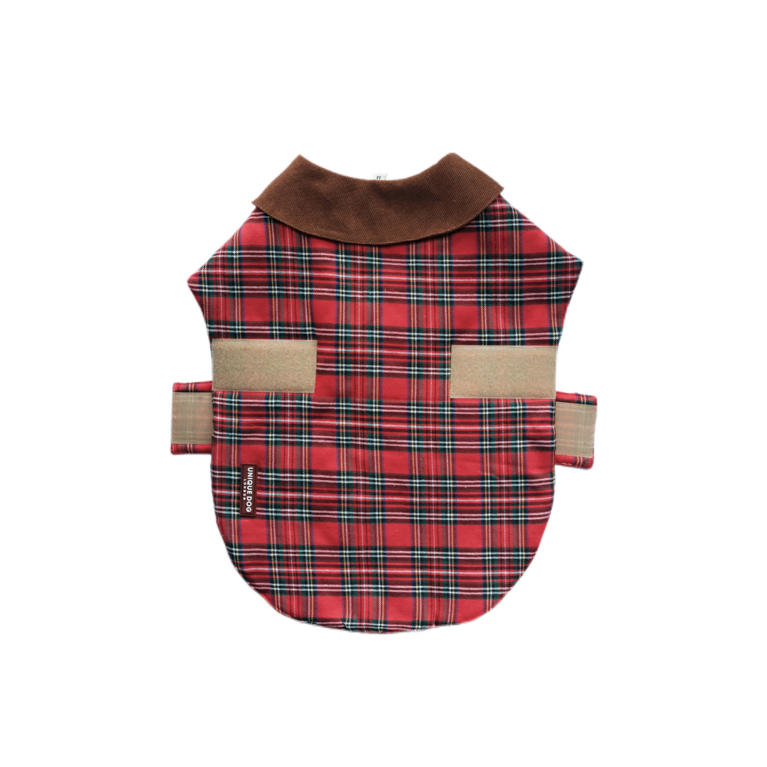 Handmade British Heritage Dog Coat —  Red Tartan Coat