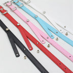 Custom DIY Dog Collar with Rhinestone Buckle – Adjustable Flat PU Leather in Red, Blue, and Pink – 4 Sizes