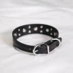 Black Dog Collar with Silver Heart Studs