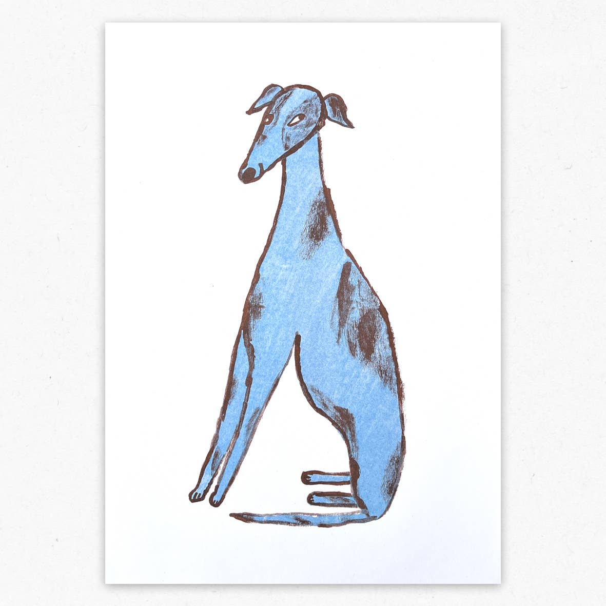 Blue Dog Risograph Art Print