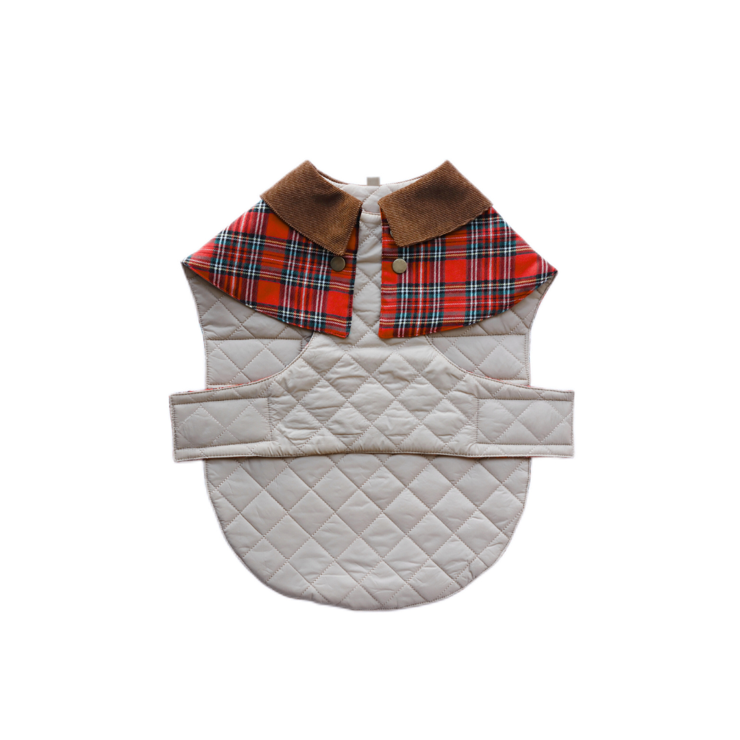 Handmade British Heritage Dog Coat —  Red Tartan Coat