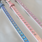 Sparkle Rhinestone Dog Collar – Glossy Pink Faux Leather for Glamorous Pets