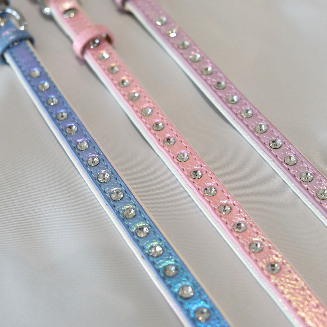 Sparkle Rhinestone Dog Collar – Glossy Pink Faux Leather for Glamorous Pets
