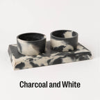 Concrete Pet Bowl Set by Smith & Goat (Charcoal & White)