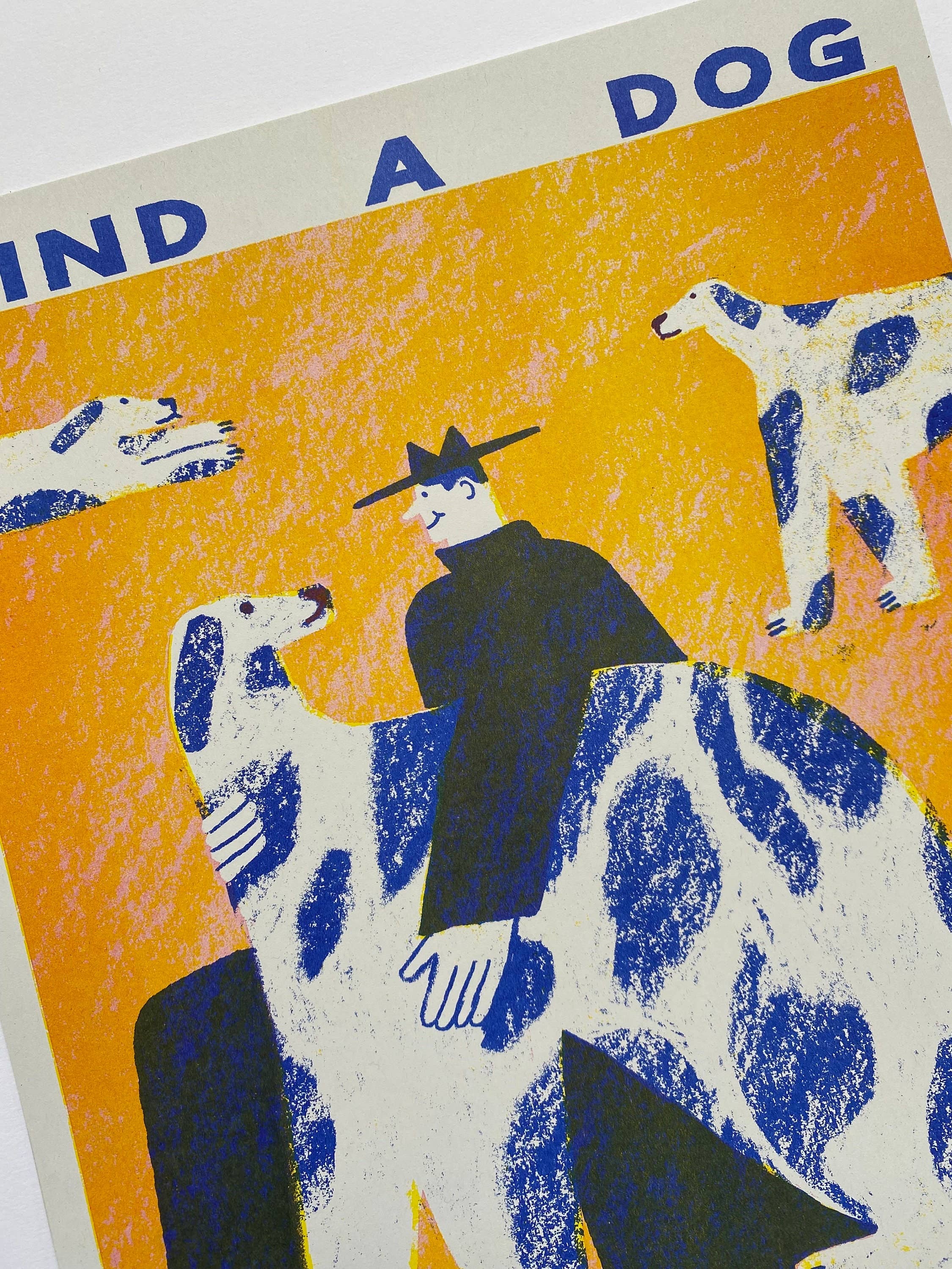 Find a dog and Stroke It riso print (A3)
