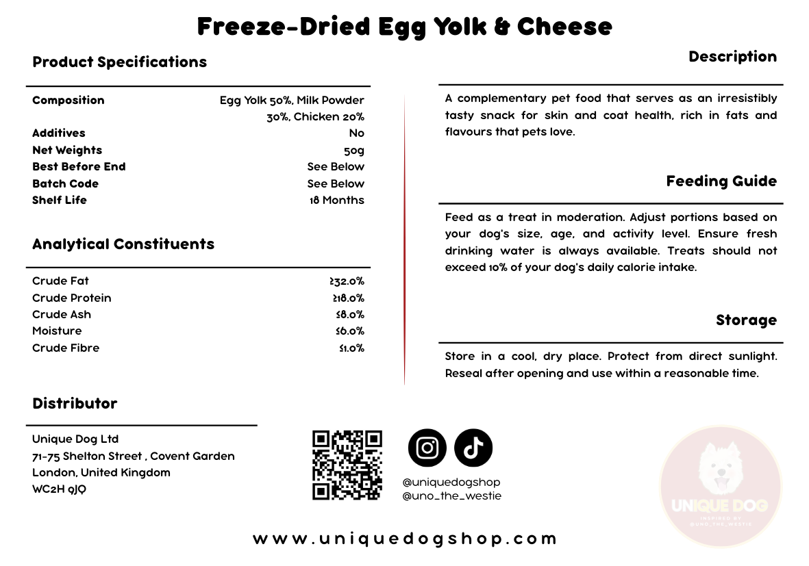 Unique Dog Freeze-Dried Egg Yolk & Cheese Bites
