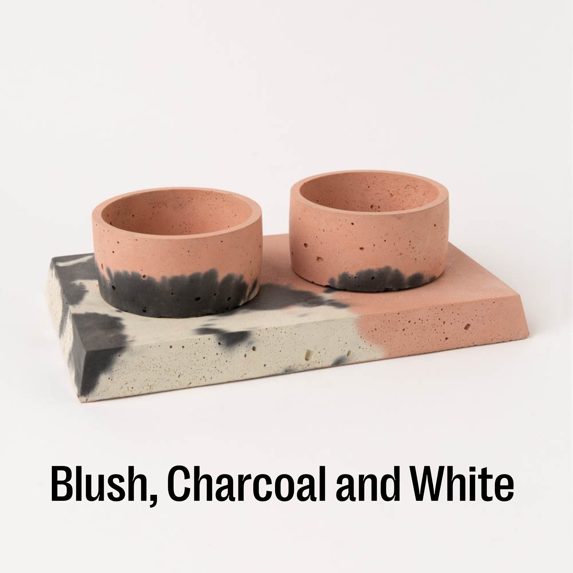 Concrete Pet Bowl Set by Smith & Goat (Blush, Charcoal & White)