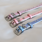 Sparkle Rhinestone Dog Collar – Glossy Pink Faux Leather for Glamorous Pets