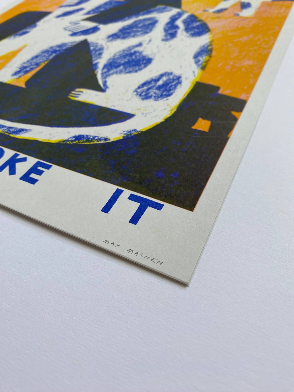 Find a dog and Stroke It riso print (A3)