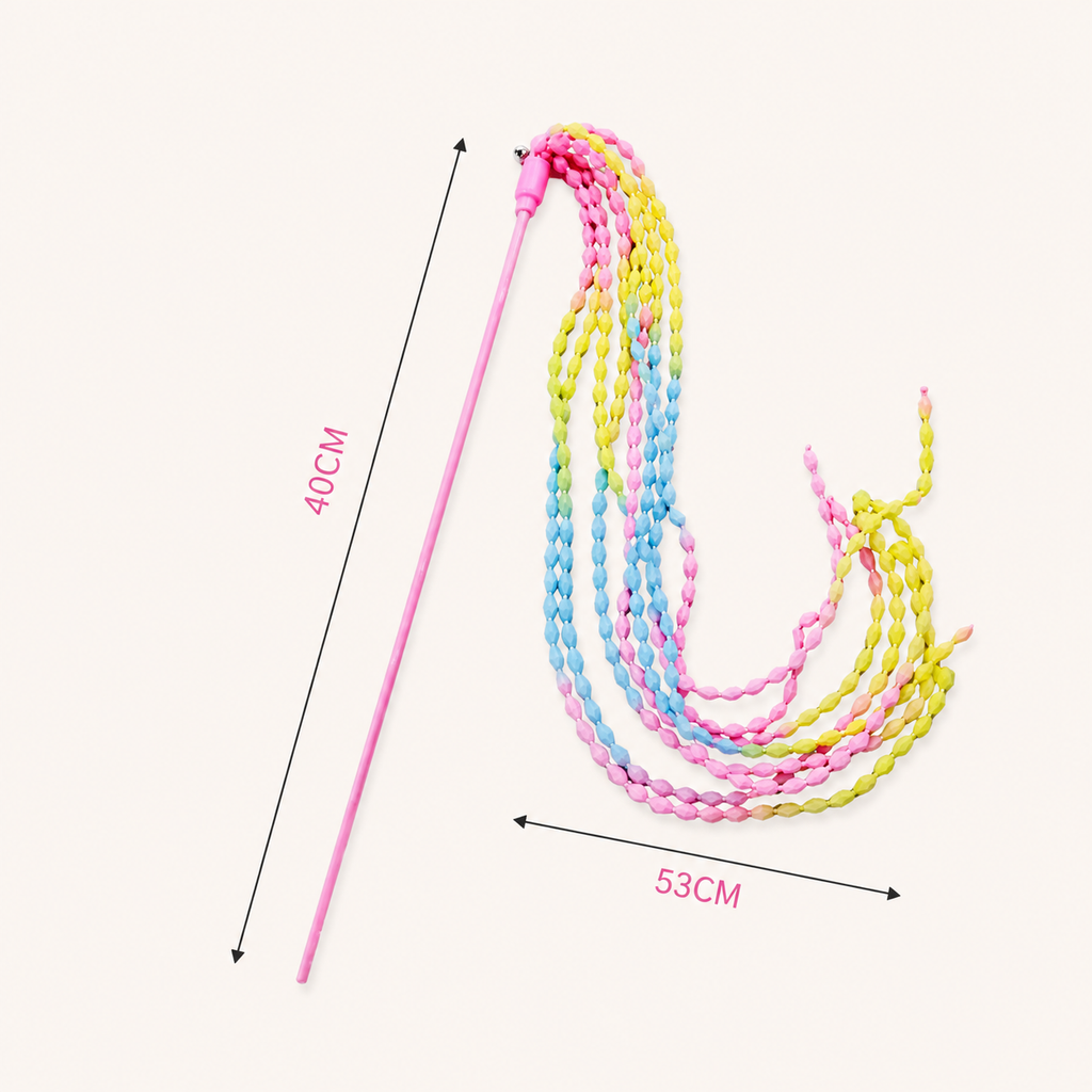 Colorful Tassel Cat Stick Toy – Rainbow Ribbon Interactive Wand for Cats