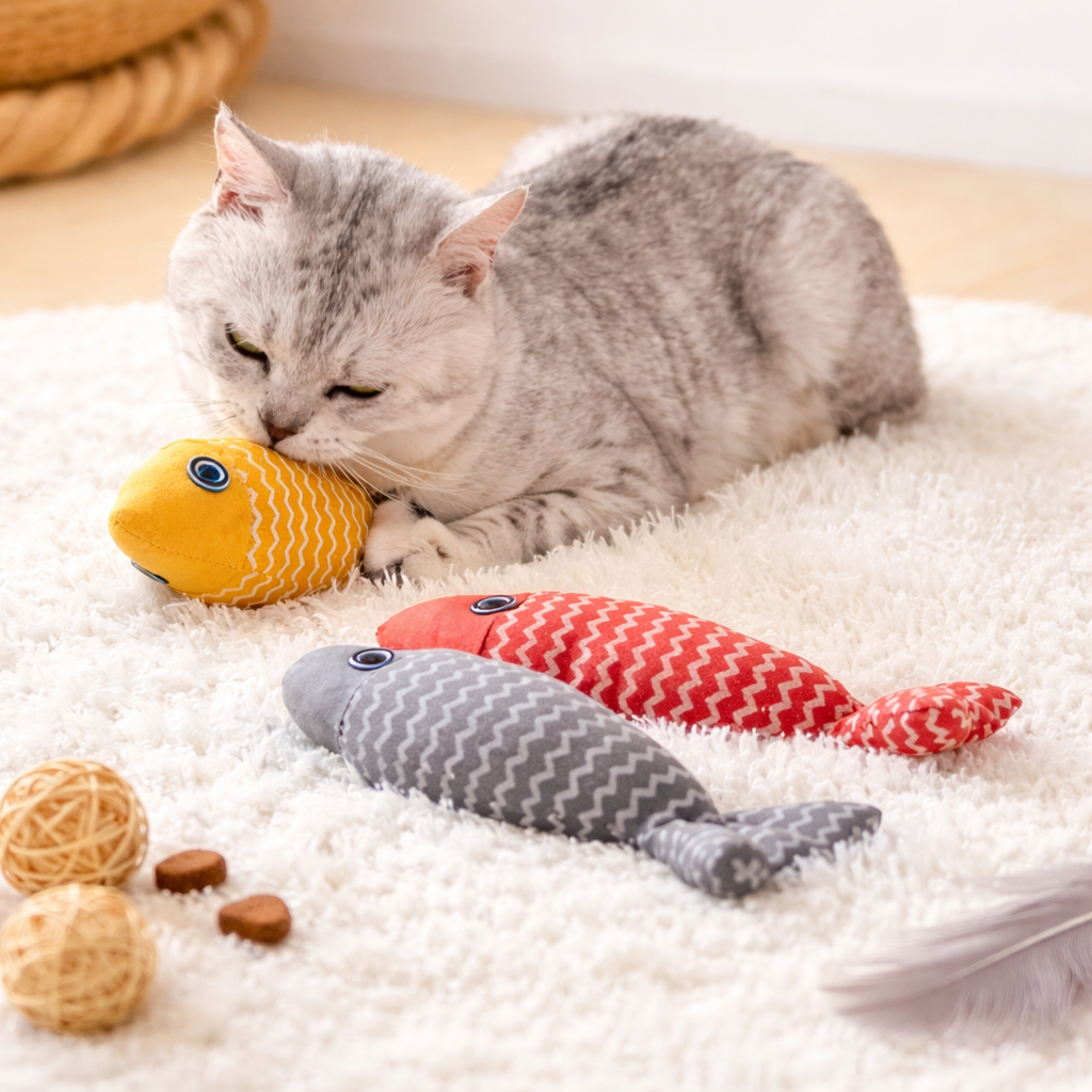 Fish Catnip Toy for Cats – 20cm/30cm/40cm Interactive Kicker & Chew Pillow Toy