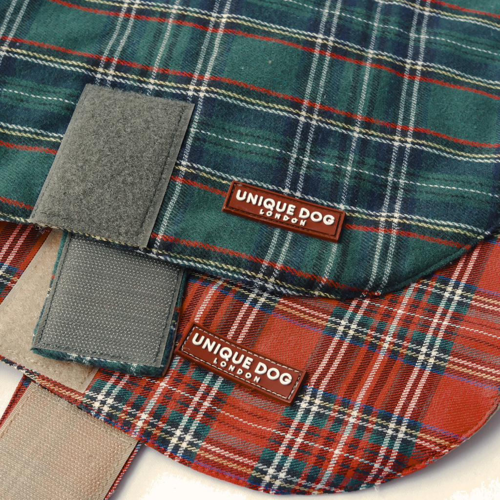 Handmade British Heritage Dog Coat —  Green Tartan Coat