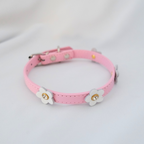 Sweet Pink Dog Collar with White Flower Details – XS/S/M Sizes