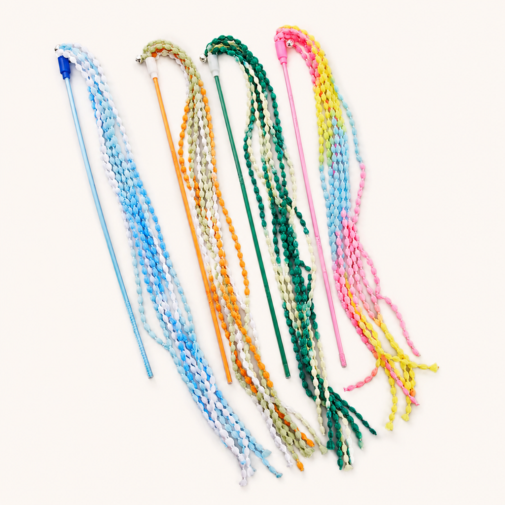 Colorful Tassel Cat Stick Toy – Rainbow Ribbon Interactive Wand for Cats