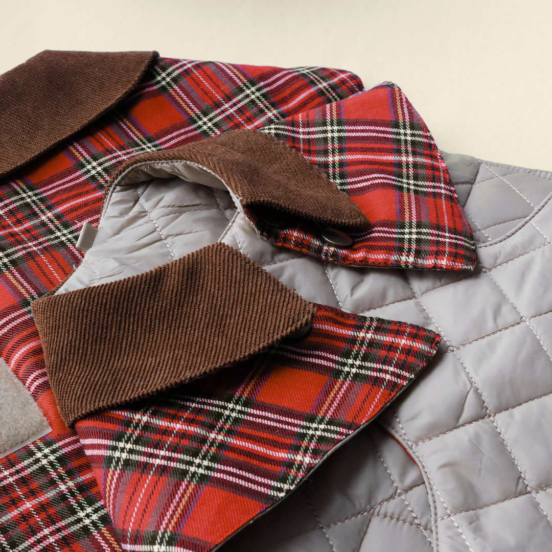 Handmade British Heritage Dog Coat —  Red Tartan Coat