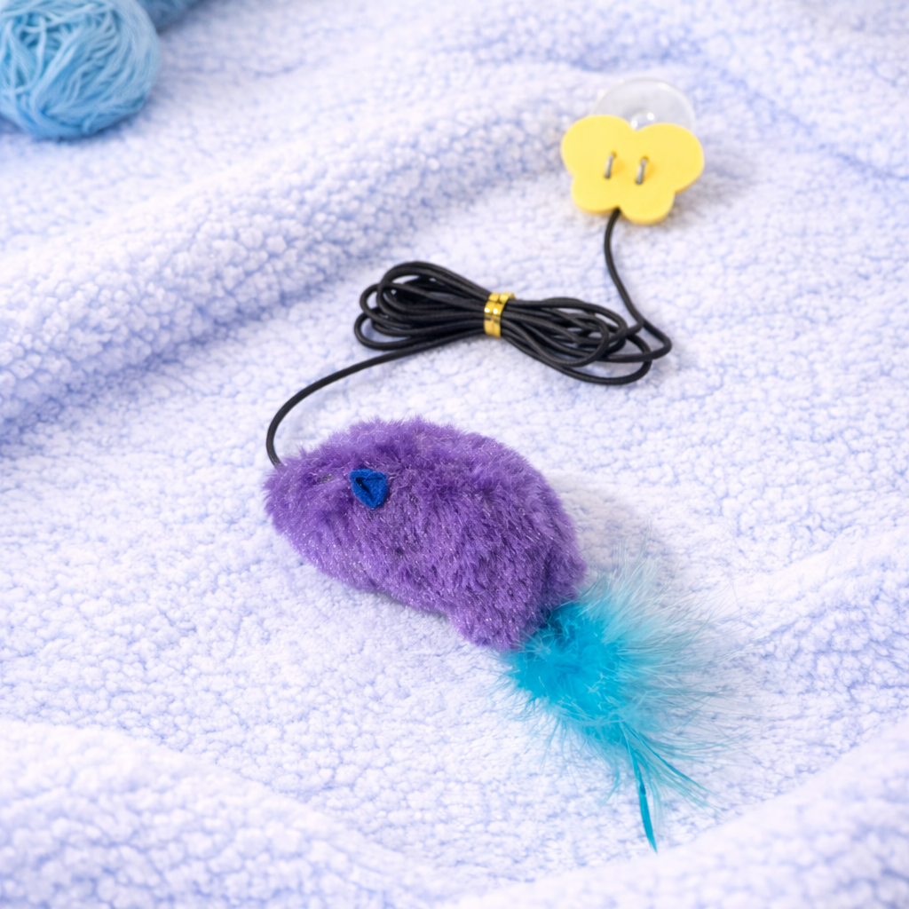 Hanging Door Cat Teaser Stick – Elastic Rope Extendable Interactive Cat Toy with Plush Mouse & Feathers