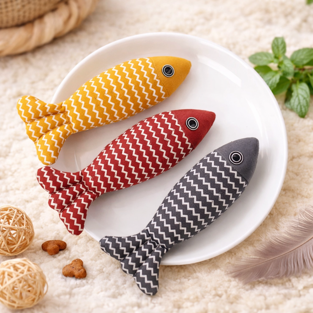 Fish Catnip Toy for Cats – 20cm/30cm/40cm Interactive Kicker & Chew Pillow Toy