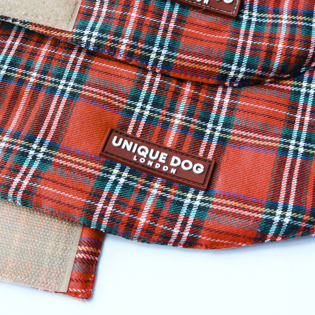 Handmade British Heritage Dog Coat —  Red Tartan Coat