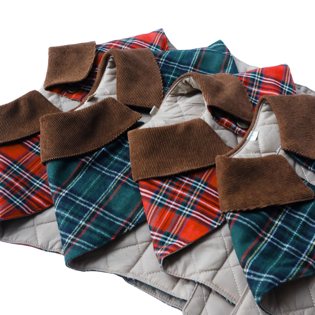 Handmade British Heritage Dog Coat —  Green Tartan Coat