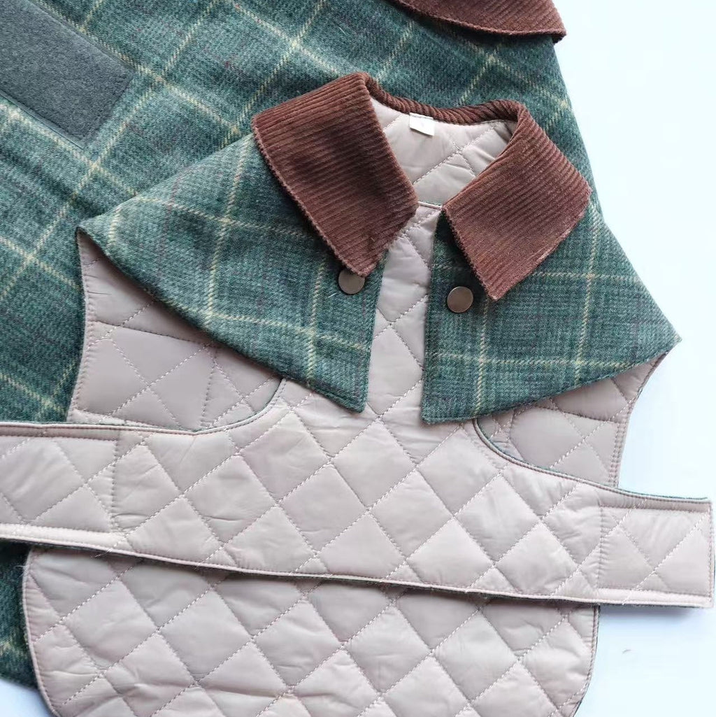 Handmade British Heritage Dog Coat —  Light Green Tweed Coat