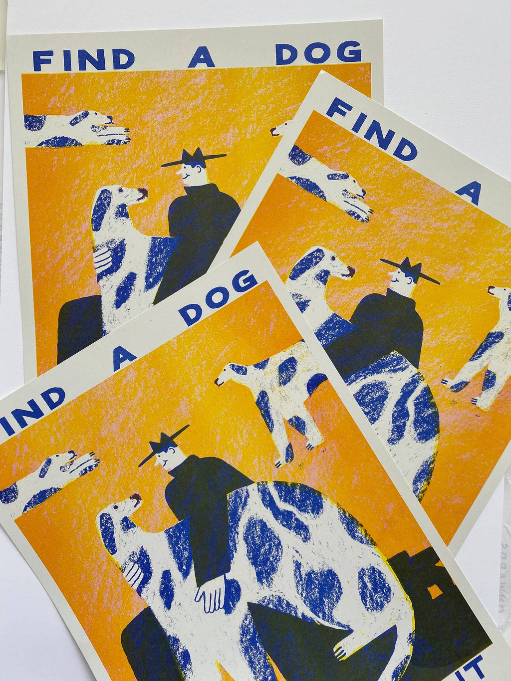 Find a dog and Stroke It riso print (A3)