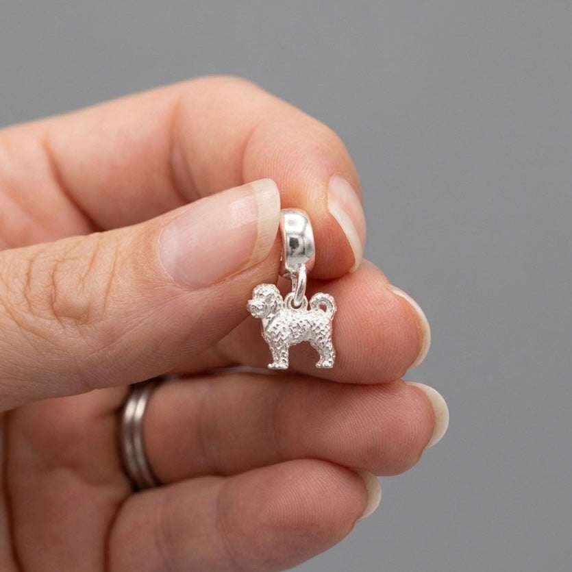 Cavapoo Silver Dog Charm
