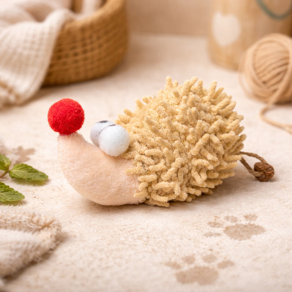 Interactive Plush Hedgehog Cat Toy with Natural Catnip – Bite Resistant Chew & Kicker Toy for Cats