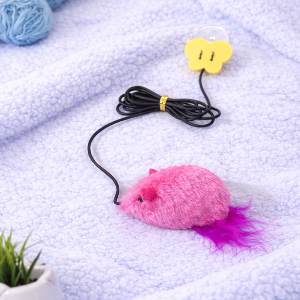 Hanging Door Cat Teaser Stick – Elastic Rope Extendable Interactive Cat Toy with Plush Mouse & Feathers