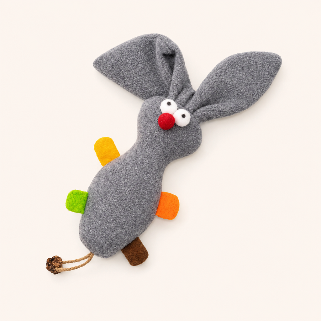 Grey Rabbit Cat Mint Plush Toy with Matatabi Fruit – Interactive Bunny Cat Toy (29cm)