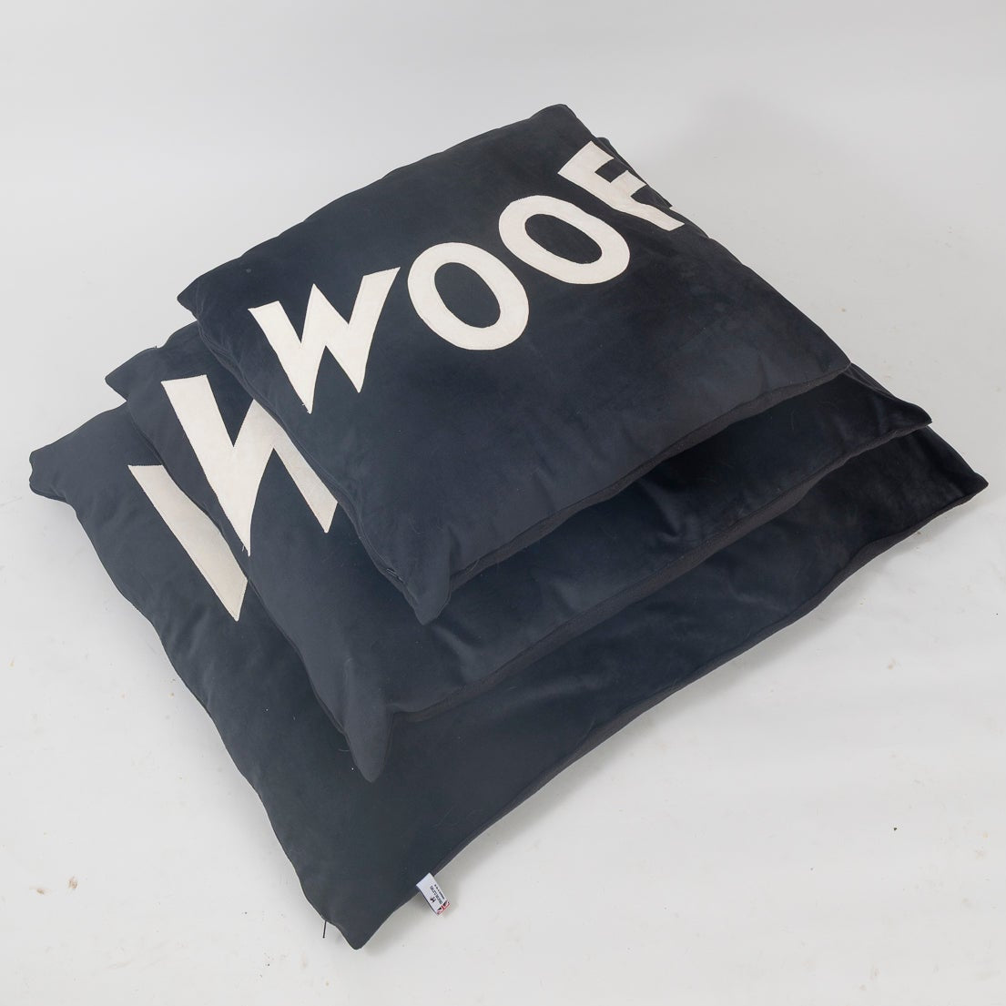 Dog Bed Big WOOF in Black Velvet