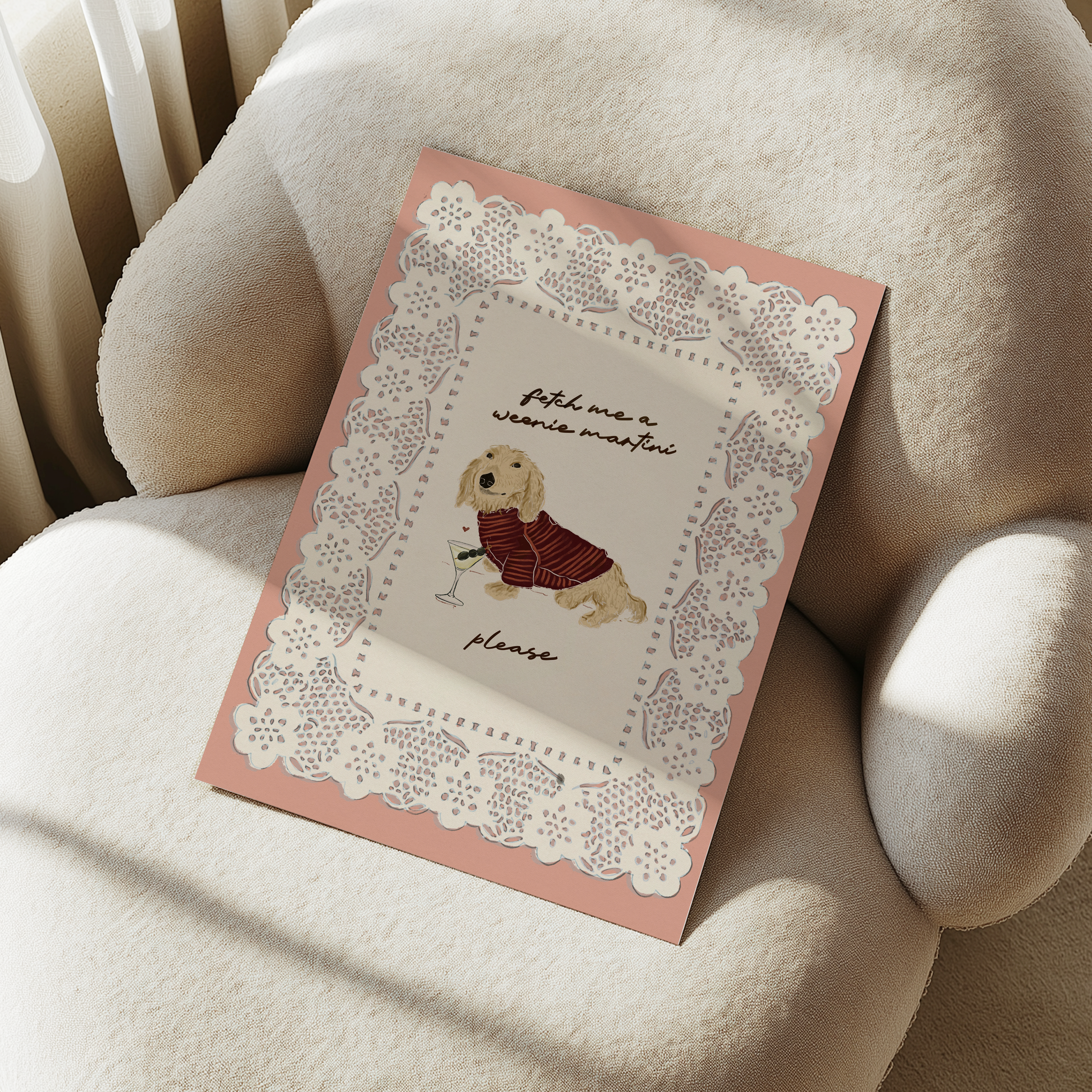 Fetch Me A Weenie Martini - Blonde Dachshund Print